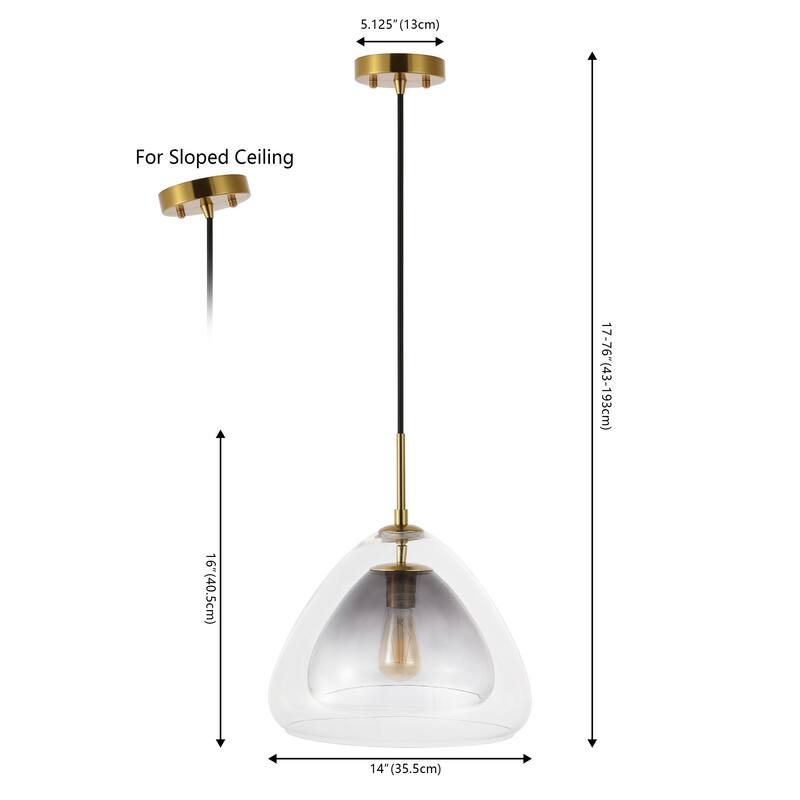 SAFAVIEH Lighting Eclipse Modern Glam 1-light Glass Pendant (LED Bulb Included) - 14 in. W x 14 in. D x 17-76 in. H