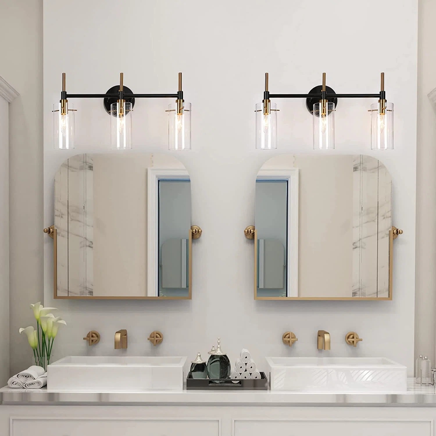 Alva Black Gold 3 Light Modern Vanity Lights Bathroom Light