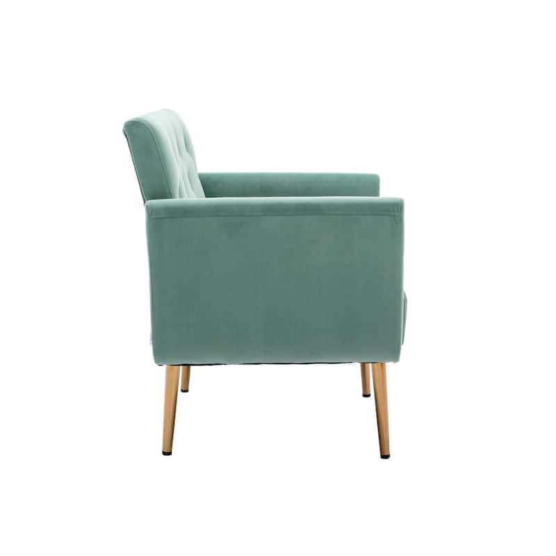Velvet Upholstered Tufted Accent Chair With Golden feet
