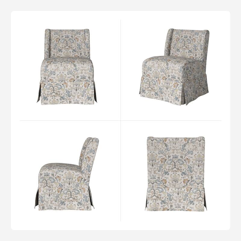 Falk Upholstered Farmhouse Armless Chair with Slipcover and Solid Wood Legs by HULALA HOME