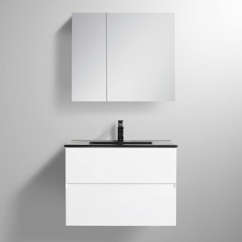 Blossom 30 Inch All Wood Wall Mounted Floating Bathroom Vanity with Sink