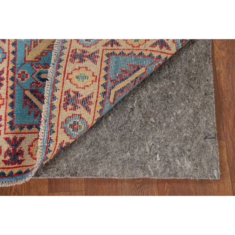 Hand Knotted Oriental 100% Wool Carpet Traditional Geometric Navy Blue & Blues Kazak Area Rug - 3' 0'' X 2' 0''