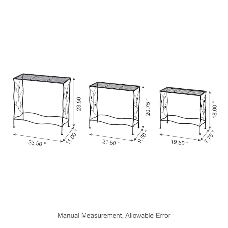 Glitzhome Set of 3 Large-capacity Multifunctional Metal Planter Stands Nesting Side Tables Bakers Racks