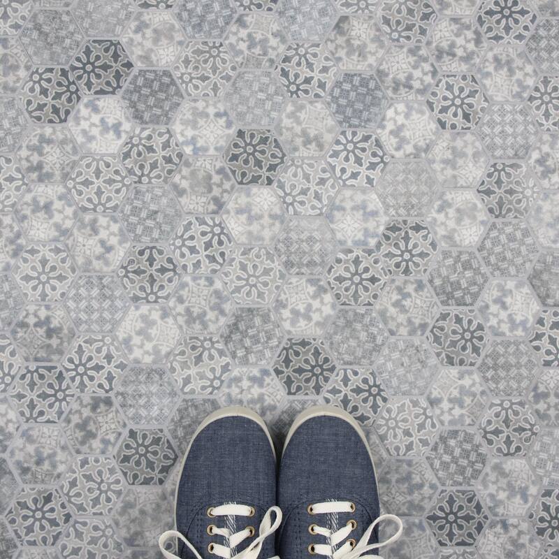 Merola Tile Medley 2" Hex Slate Blue 11-1/8" x 12-5/8" Porcelain Mosaic Floor and Wall Tile