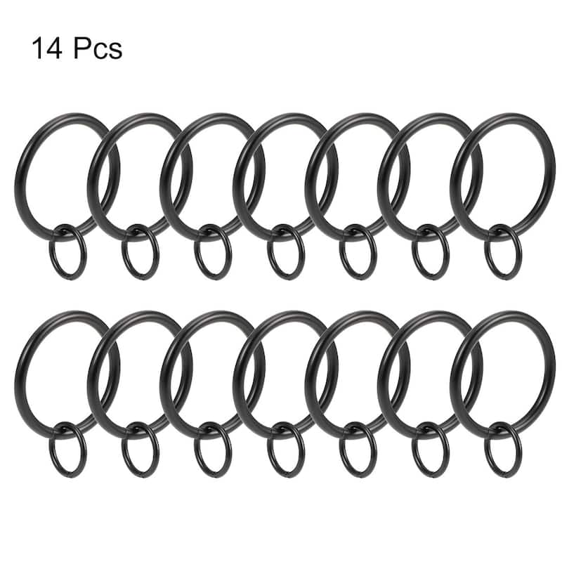Curtain Ring Metal 32mm Inner Dia Drapery Ring for Curtain Rods 14 Pcs - Black