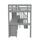 preview thumbnail 20 of 25, Wooden Twin Size Loft Bed wtih Rectangle Desk Underneath and Double Storage Drawers, Side Staircase Built-in Storage