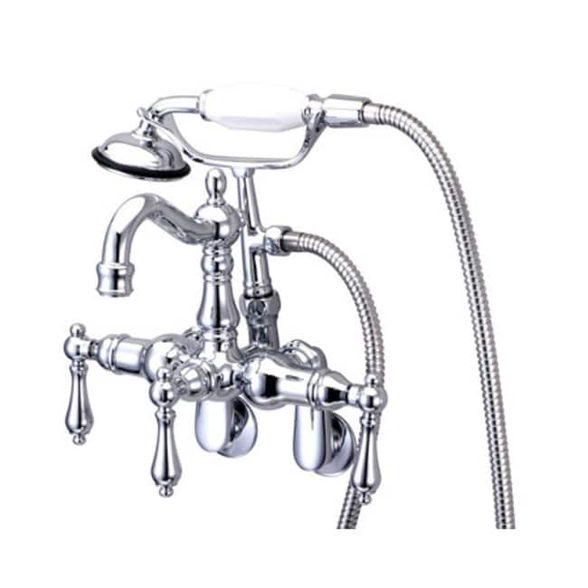 Kingston Brass Vintage Wall Mounted Clawfoot Tub Filler with Personal - Polished Chrome - Polished Chrome