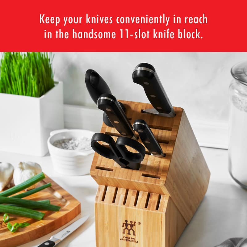 ZWILLING Professional S Knife Set with Block, Chef’s Knife, Serrated Utility Knife, 7 Piece, Bamboo - 7-pc