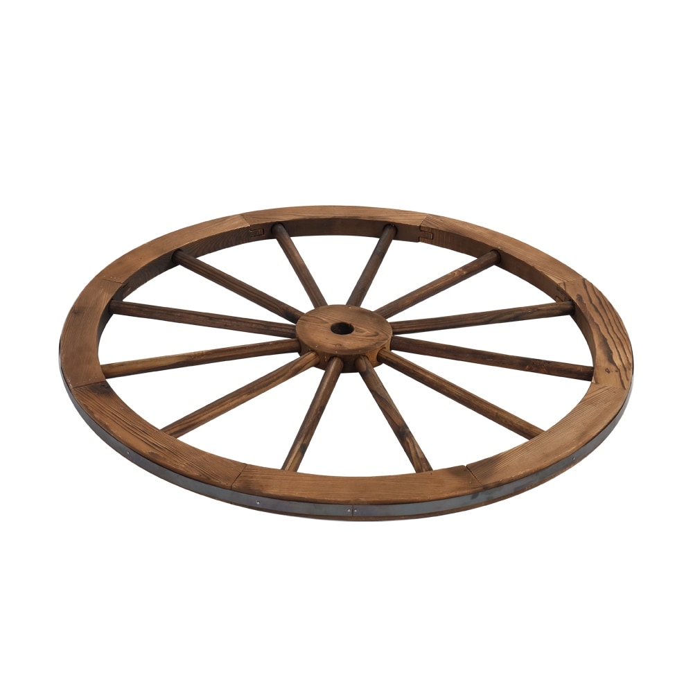 Details about   2pcs 24-Inch Old Western Style Garden Art Wall Decor Wooden Wagon Wheel Brown 
