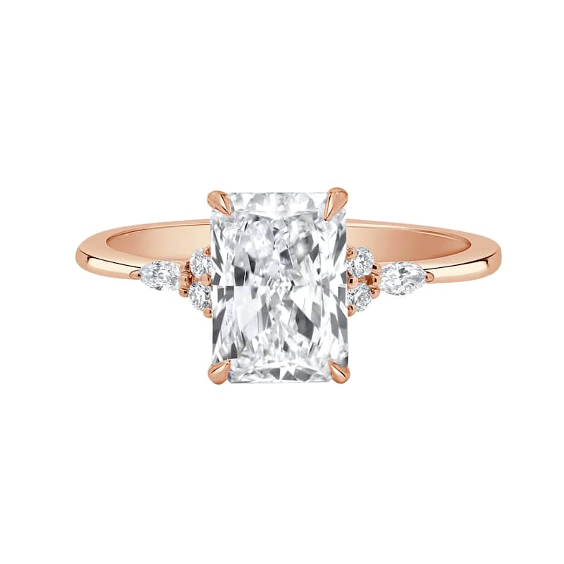 Auriya 14k Gold 5 3/5ctw Lab grown Radiant Nature's Inspired Diamond Engagement Ring (F-G VS) - Rose - 4