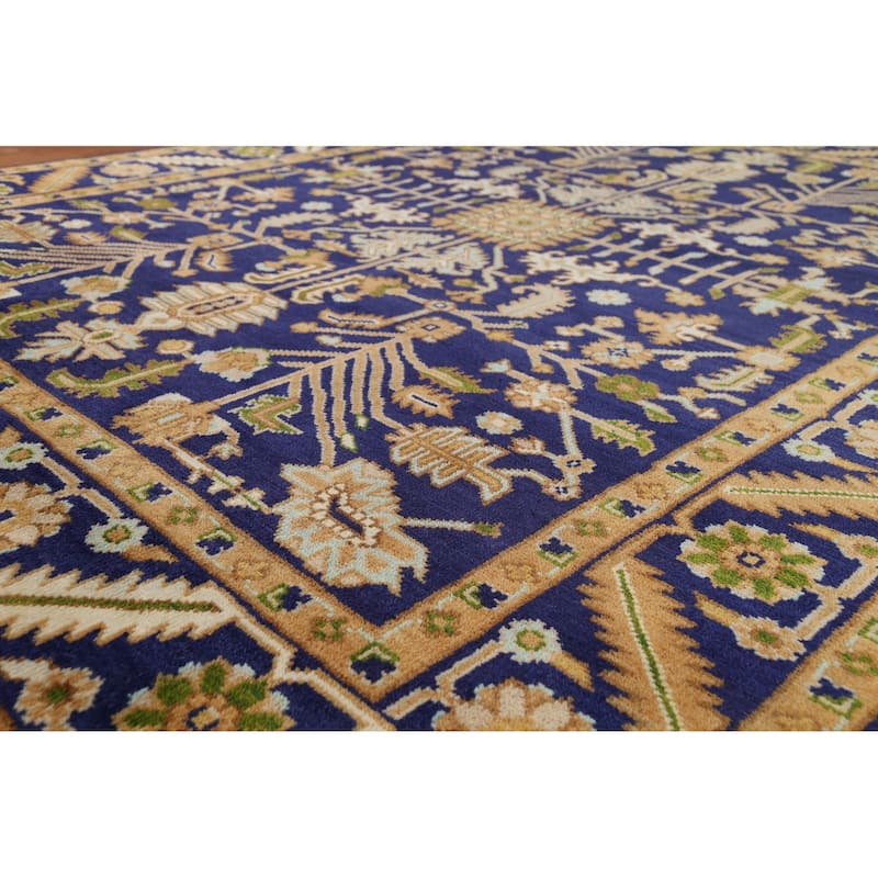All-Over Blue Oushak Oriental Area Rug Handmade Wool Carpet - 7'11"x 9'9"