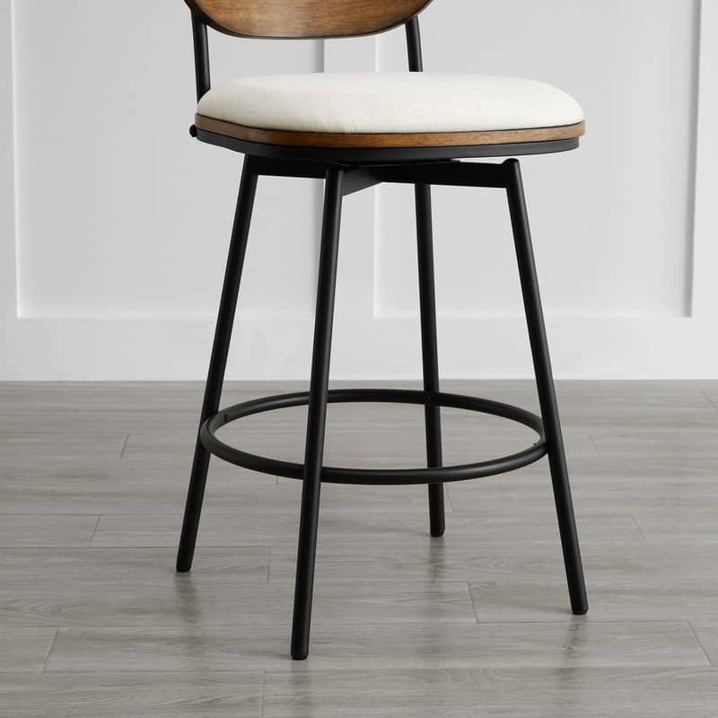 Spruce & Spring Megan Swivel Counter Bar Stool with Metal Legs