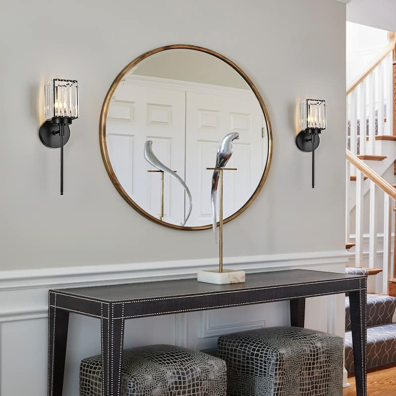 Modern Black 1/2/3/4/5-Light Bathroom Crystal Vanity Light Wall Sconces