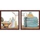 preview thumbnail 1 of 1, Elizabeth Medley 'Gold Bath Accessories B' Framed Art (Set of 2)