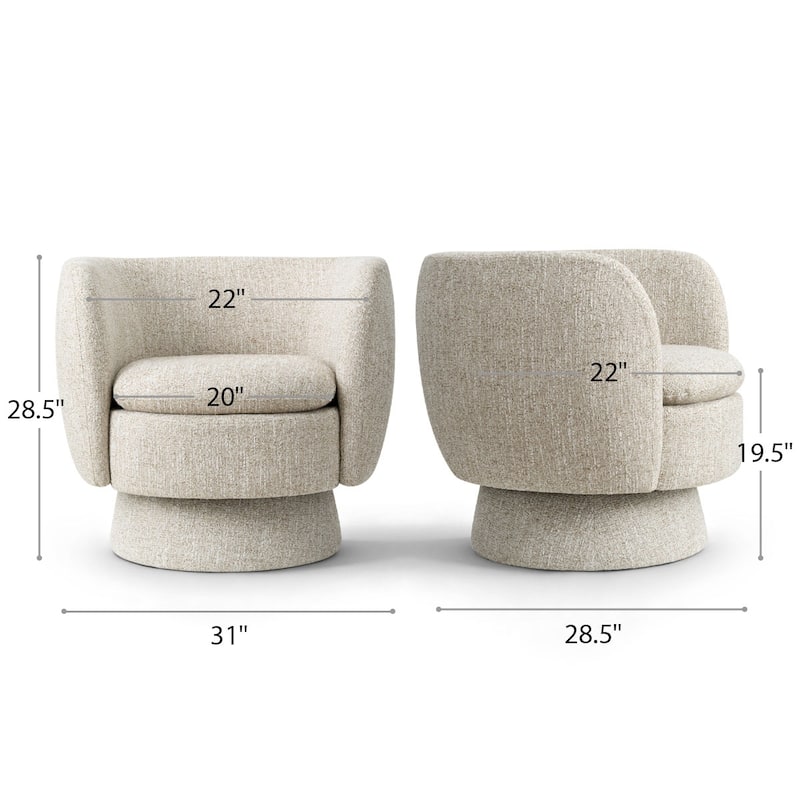 Upholstered 360 Swivel Barrel Accent Armchair(Set of 2)