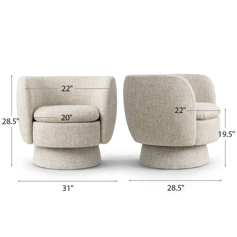 Upholstered 360 Swivel Barrel Accent Armchair
