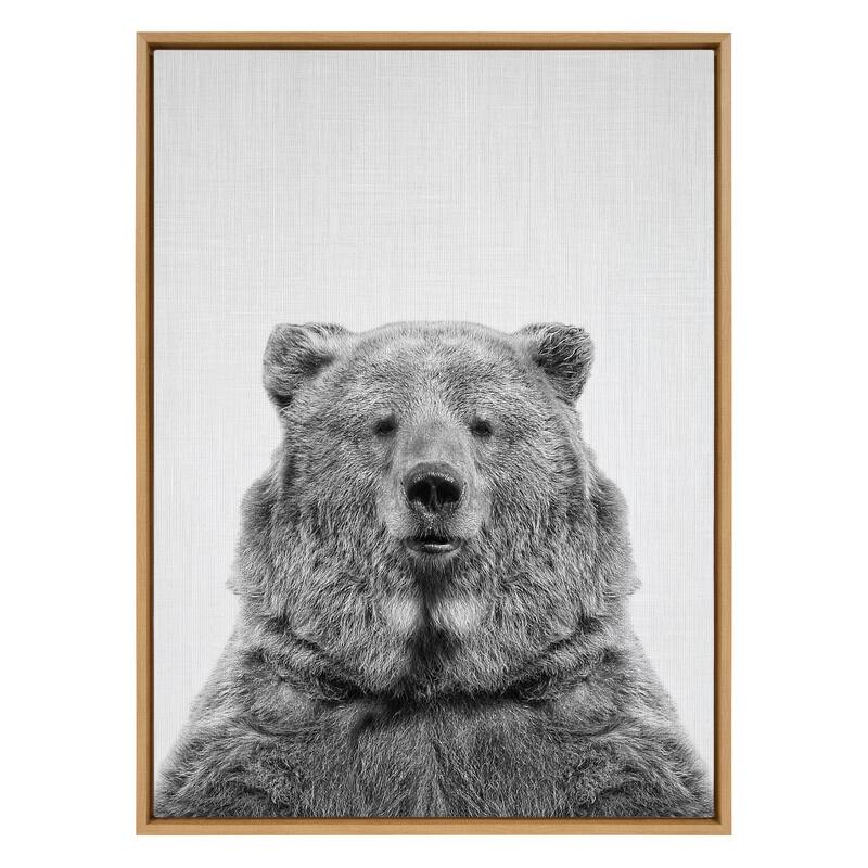 Kate and Laurel Sylvie Bear Framed Canvas Wall Art by Simon Te Tai