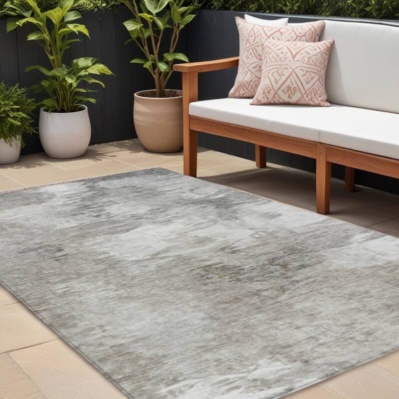 HomeRoots Abstract Transitional Rectangle Outdoor Rug - 9' X 12'