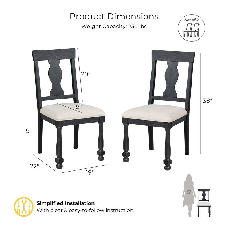 Furniture of America Lucan Modern Farmhouse Black Acacia 7-Piece Dining Set