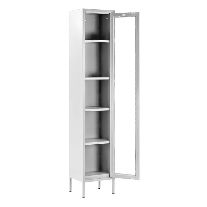 Avis 71-inch White Metal Cabinet with Clear Door