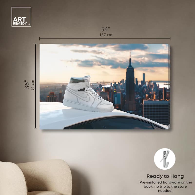 City Car and Sneakers Canvas by Art Remedy, Gallery Wrapped