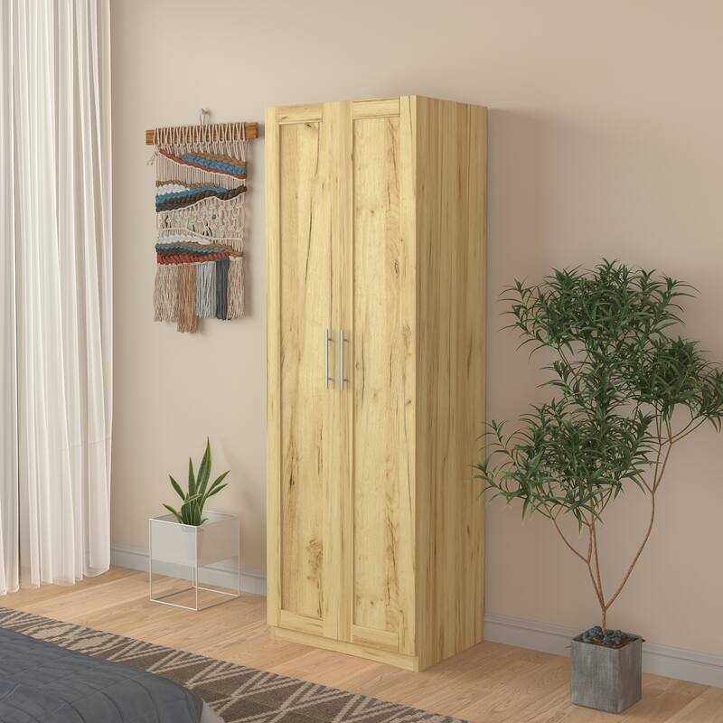 High wardrobe and kitchen cabinet with 2 doors and 3 partitions to separate 4 storage spaces