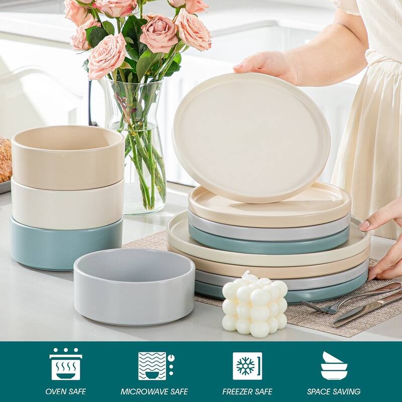vancasso VENUS 12-Piece Matte Dinnerware Set, Service for 4