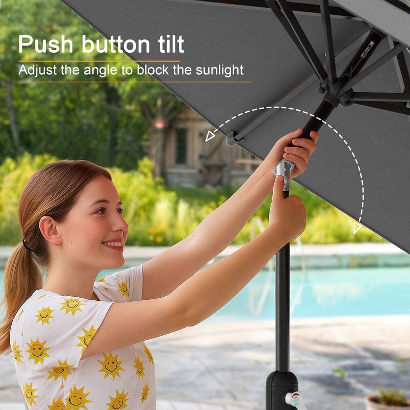 LIVOOSUN 9ft Patio Umbrella Outdoor Table Umbrella with Tilt and Crank