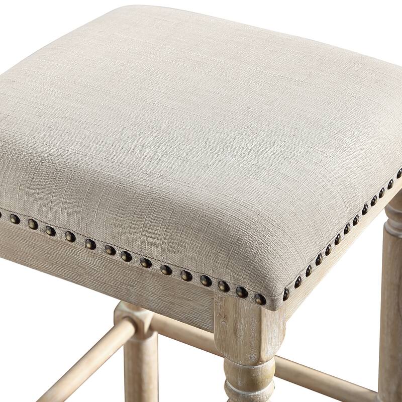 Roundhill Furniture Arnhem Wood Upholstered Bar Stools, Set of 2