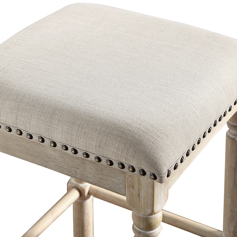 Roundhill Furniture Arnhem Wood Upholstered Counter Height Stool, Set of 2