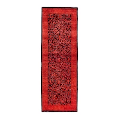 Contemporary Overdyed Wool Hand Knotted Runner - 2' 7" x 7' 8"