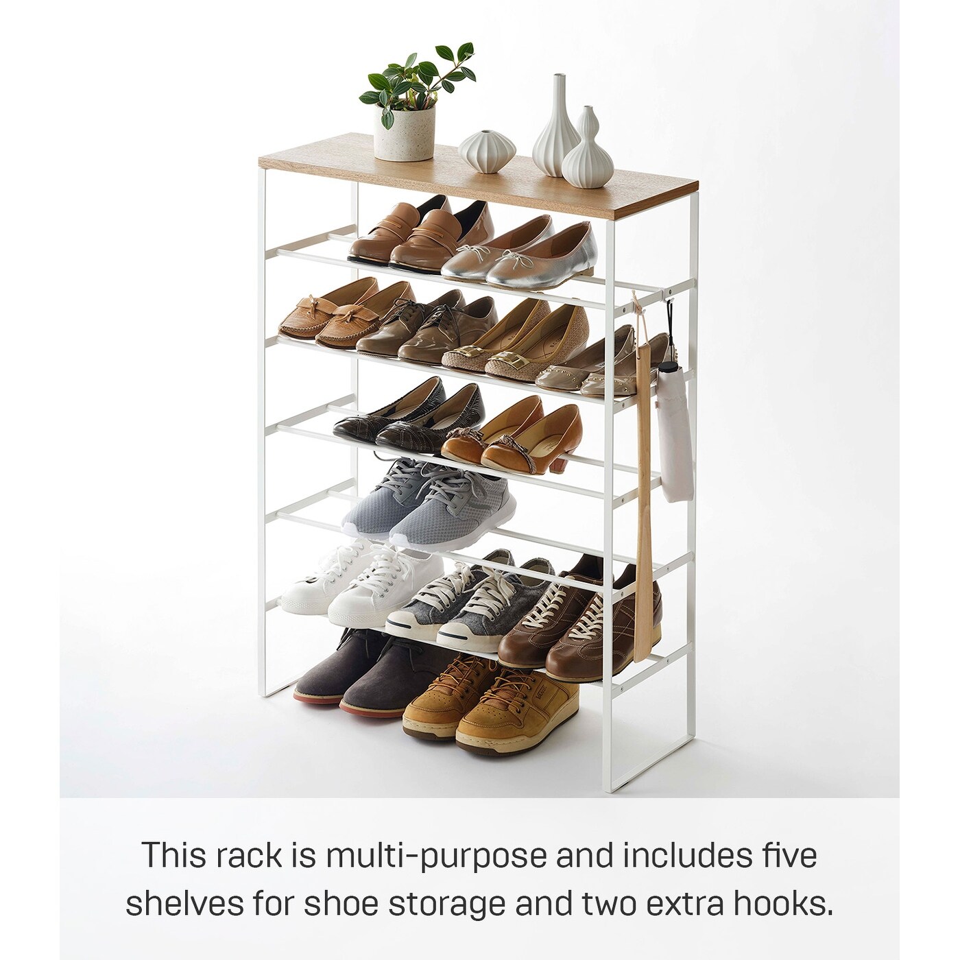 Yamazaki Home Six Tier Shoe Rack Steel Holds 18 to 21 shoes Holds 39.6 lbs L 9.84 x W 25.98 x H 34.25 inches