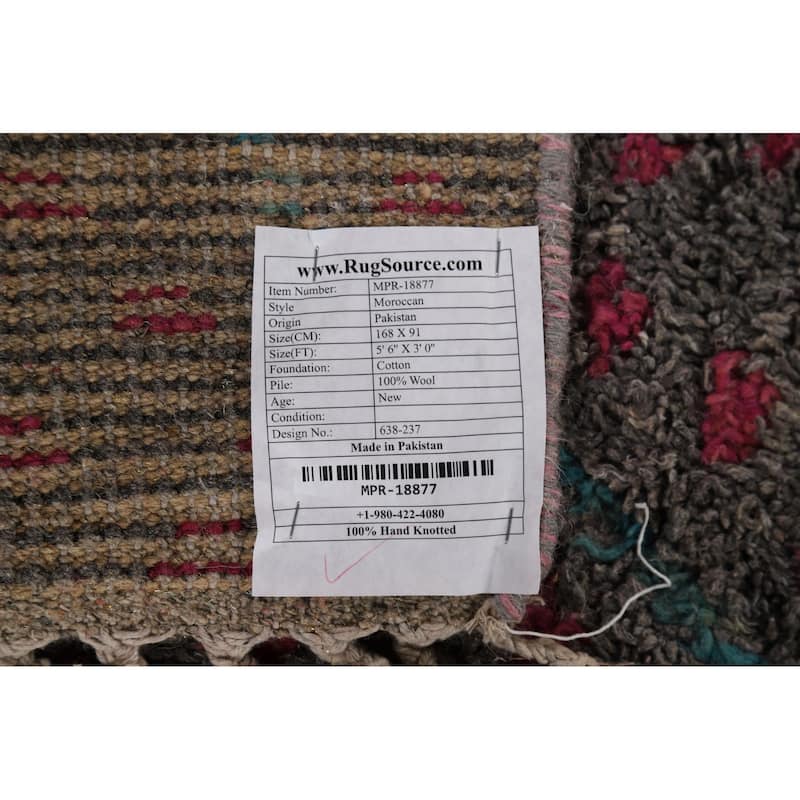 Trellis Plush Geometric Moroccan Oriental Rug Hand-Knotted Wool Carpet - 3'0" x 5'6"
