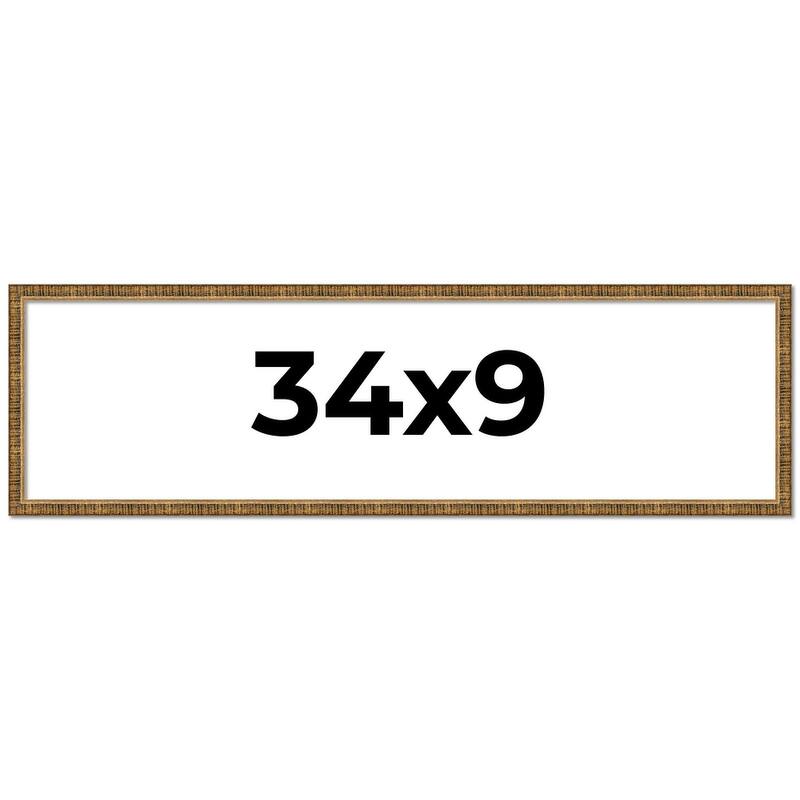 34x9 Frame Gold Solid Wood Picture Frame - Complete Modern Photo Frame