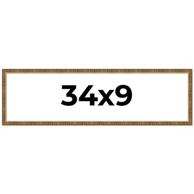 34x9 Frame Gold Solid Wood Picture Frame - Complete Modern Photo Frame