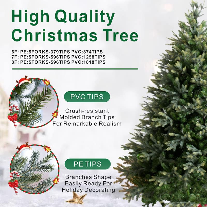 6/7/8/9FT Modern Artificial PE & PVC Grand Fir Christmas Tree