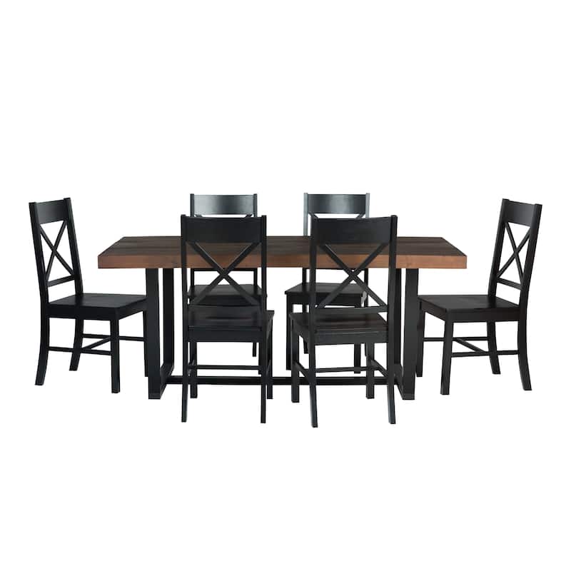 Middlebrook Solid Wood 7-Piece Dining Set with X-Back Chairs
