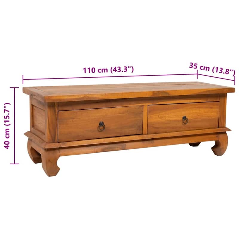 vidaXL TV Stand 43.3"x13.8"x15.7" Solid Wood Teak