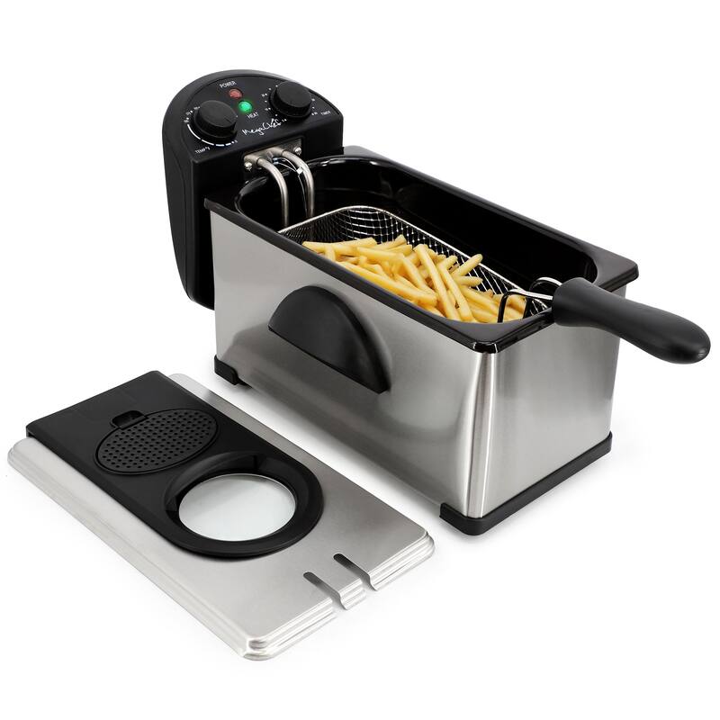 3.17 Quart Stainless Steel Precise Dial Control Electric Deep Fryer in Silver