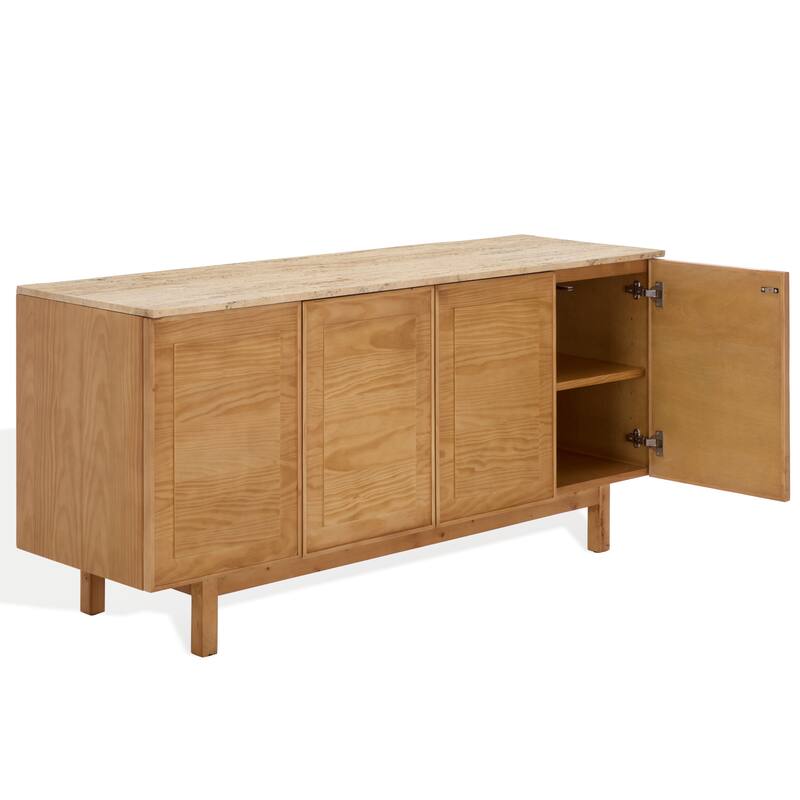 SAFAVIEH Couture Debrianna Travertine Top Sideboard - 62"W x 19"D x 30"H