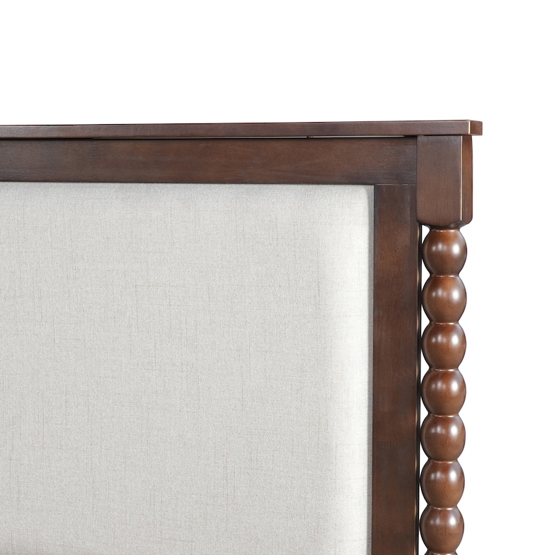 Christopher Knight Home - Traditional Wooden Platform Bed with Upholstered Headboard and Spindle Accent Design