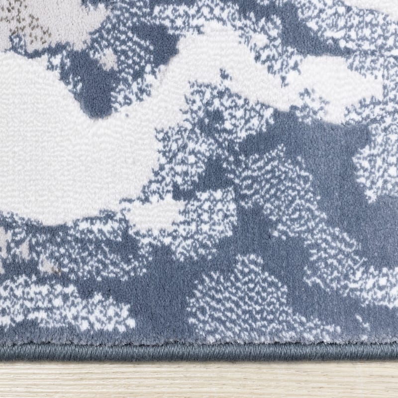 Isabelle Collection - Blue/White/Beige Rushing Water Rug - 5'3" x 7'7"