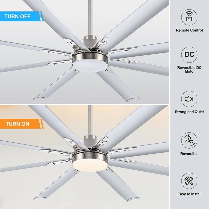 72-in Integrated LED Indoor Ceiling Fan with Light and Remote (8- Aluminum Blade)