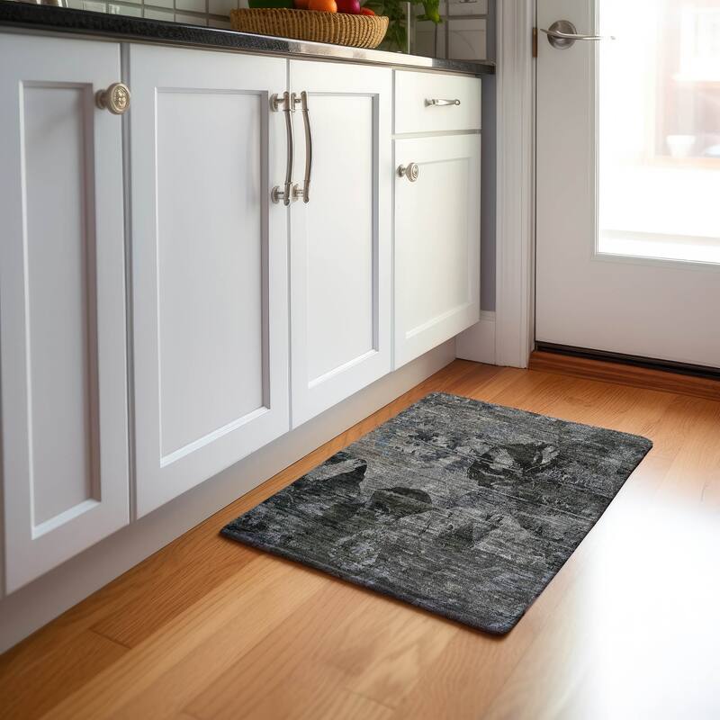 Premium Washable Super Soft Solid Abstract Mayfield Rug - Gray - 1' 8" x 2' 6" - Rectangle