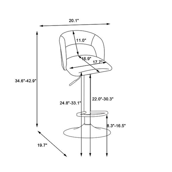 Black Velvet Swivel Bar Stool Counter Height Barstools with Back