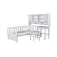 preview thumbnail 6 of 16, White Twin Size Wood Platform Bed with Bookshelf, House Bed with Built-in Desk and Matching Chair