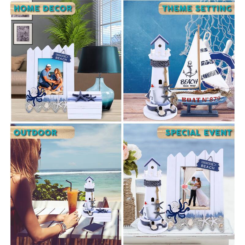 CoTa Global Ocean Blue Nautical Collection - Handcrafted - 4 pcs Set - 11″Lx3.5″Wx16″H