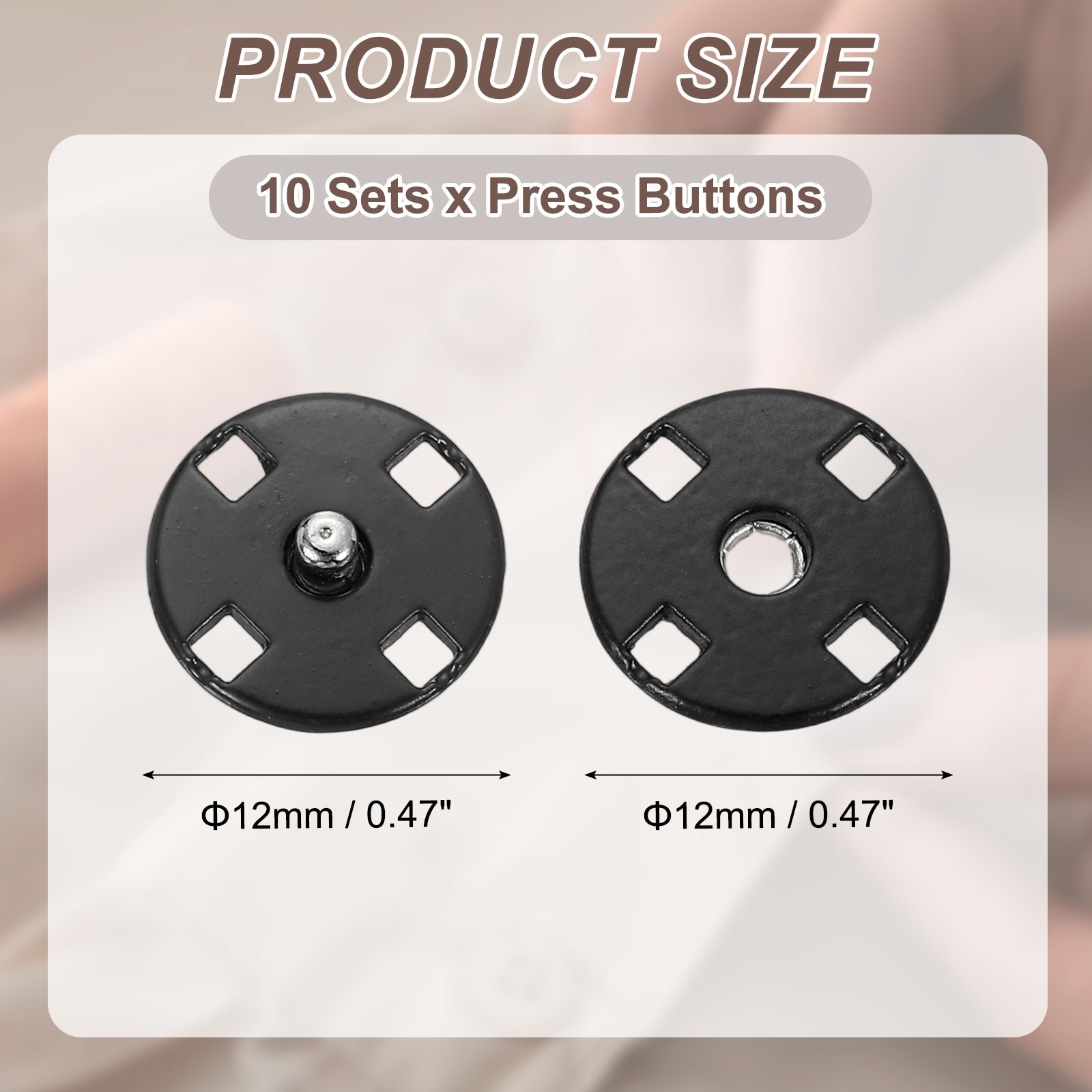 Sewing Snap Buttons, Invisible Press Studs Buttons Sew-on Metal Snap Fasteners Zinc Alloy for Clothes DIY Crafts