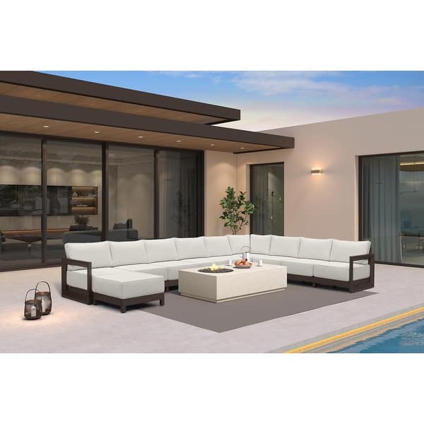slide 2 of 9, PURPLE LEAF Caesar U-Shaped White Outdoor Couch with 9.6" Thick for Yard Porch Deck Patio Conversation Sets 9 Seats+1 Ottoman - U-shaped