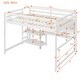 preview thumbnail 6 of 23, Full Size Loft Bed with Desk, 3-Tier Shelves and Writable Board, Wooden Storage Bed with Ladder and Guardrails for Safety